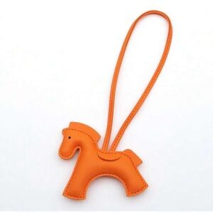 Genuine Leather Orange Horse-Shaped Bag Charm
